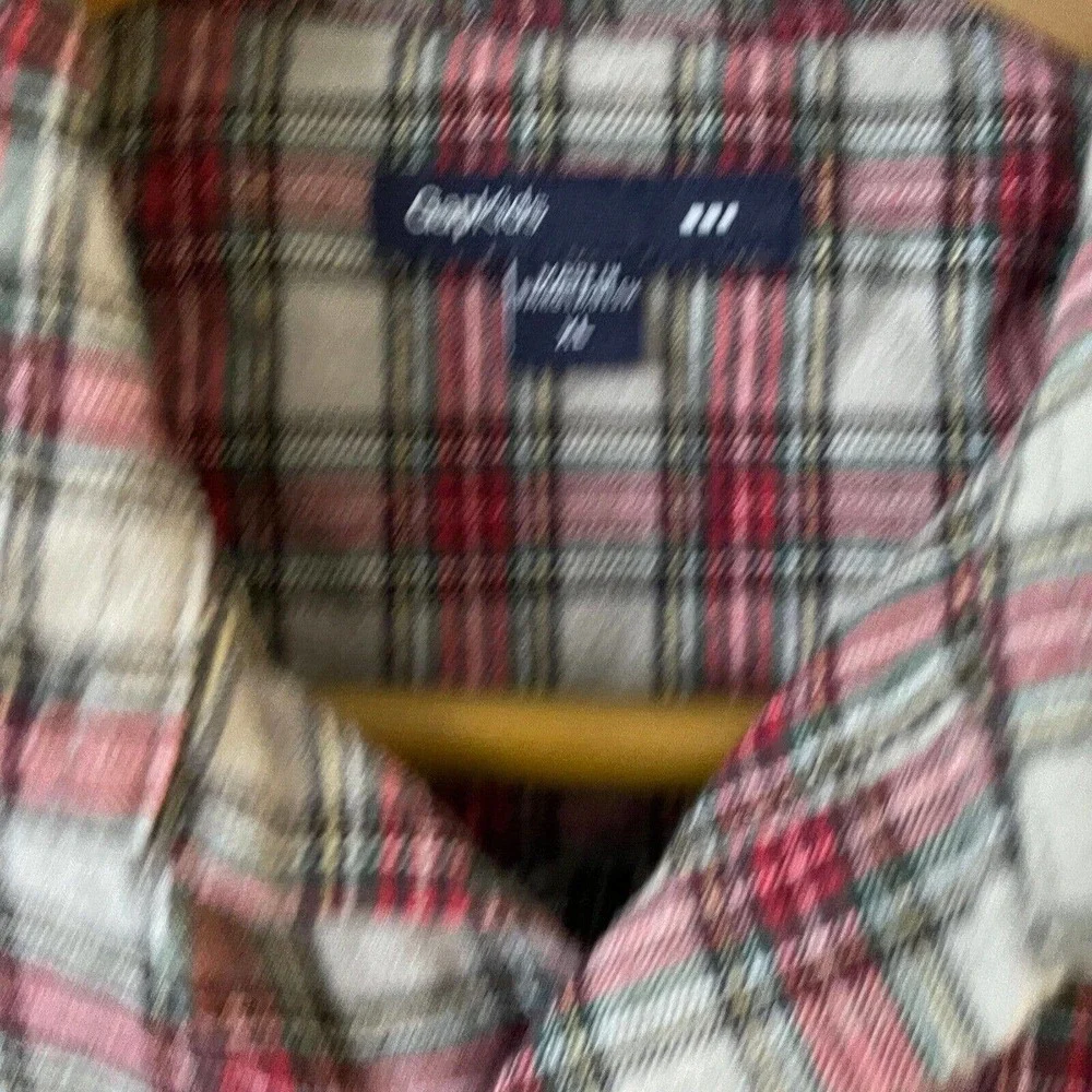 Gap Kids Size XXL Boys Flannel Button Up Shirt Red Gray Plaid Long Sleeve‎